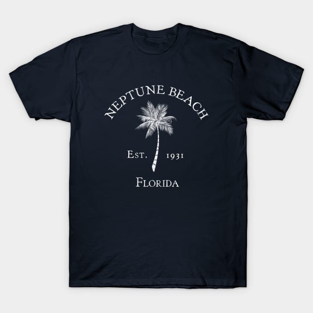 Neptune Beach Florida Vintage Palm T-Shirt by TGKelly